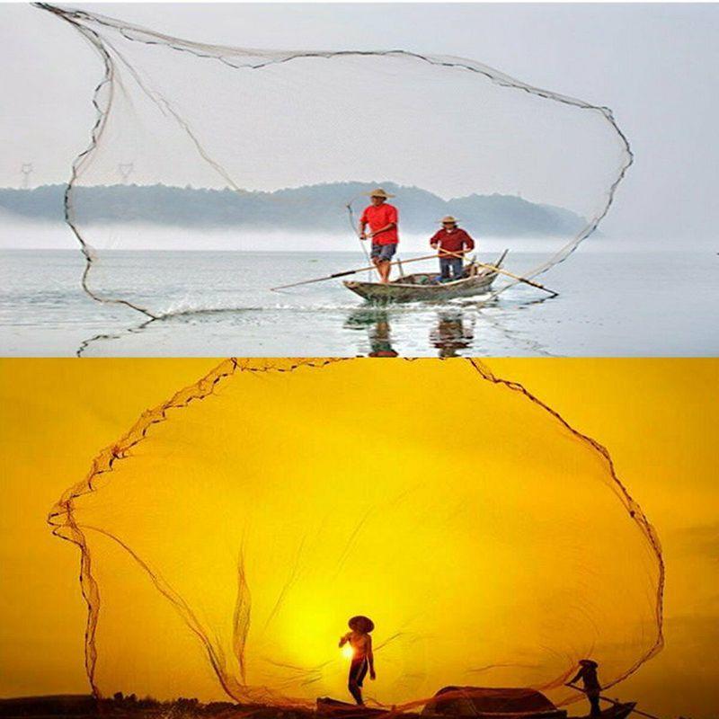 Durable And High-quality 8ft 2.4m Fishing Net With Strong Nylon Mesh For Easy Casting