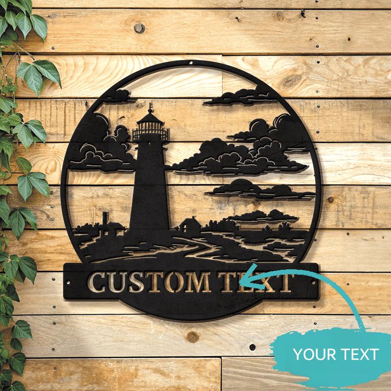 Lighthouse Metal Wall Art Nautical Home Decor Handmade Rustic Coastal Sign Outdoor Garden Gift