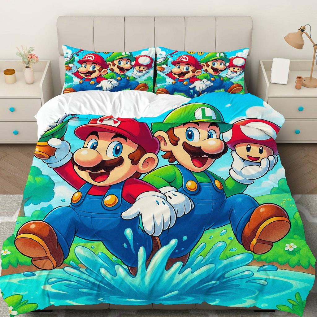 3pcs Duvet Cover Set, 1 Duvet+2 Pillowcases( Without Filler), Game Character Bright Colorful Fun Theme, Birthday Bedding Set, Bedspread Deco