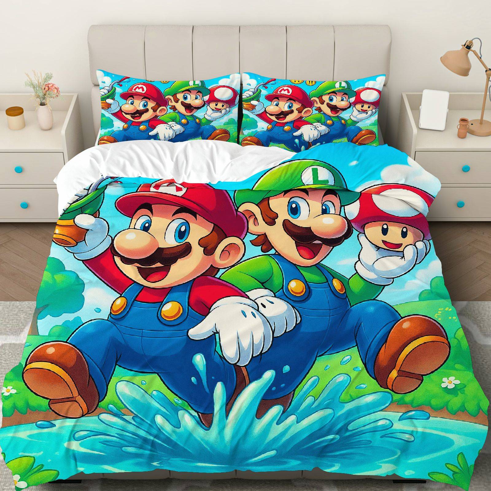 3pcs Duvet Cover Set, 1 Duvet+2 Pillowcases( Without Filler), Game Character Bright Colorful Fun Theme, Birthday Bedding Set, Bedspread Deco 135cm*200cm