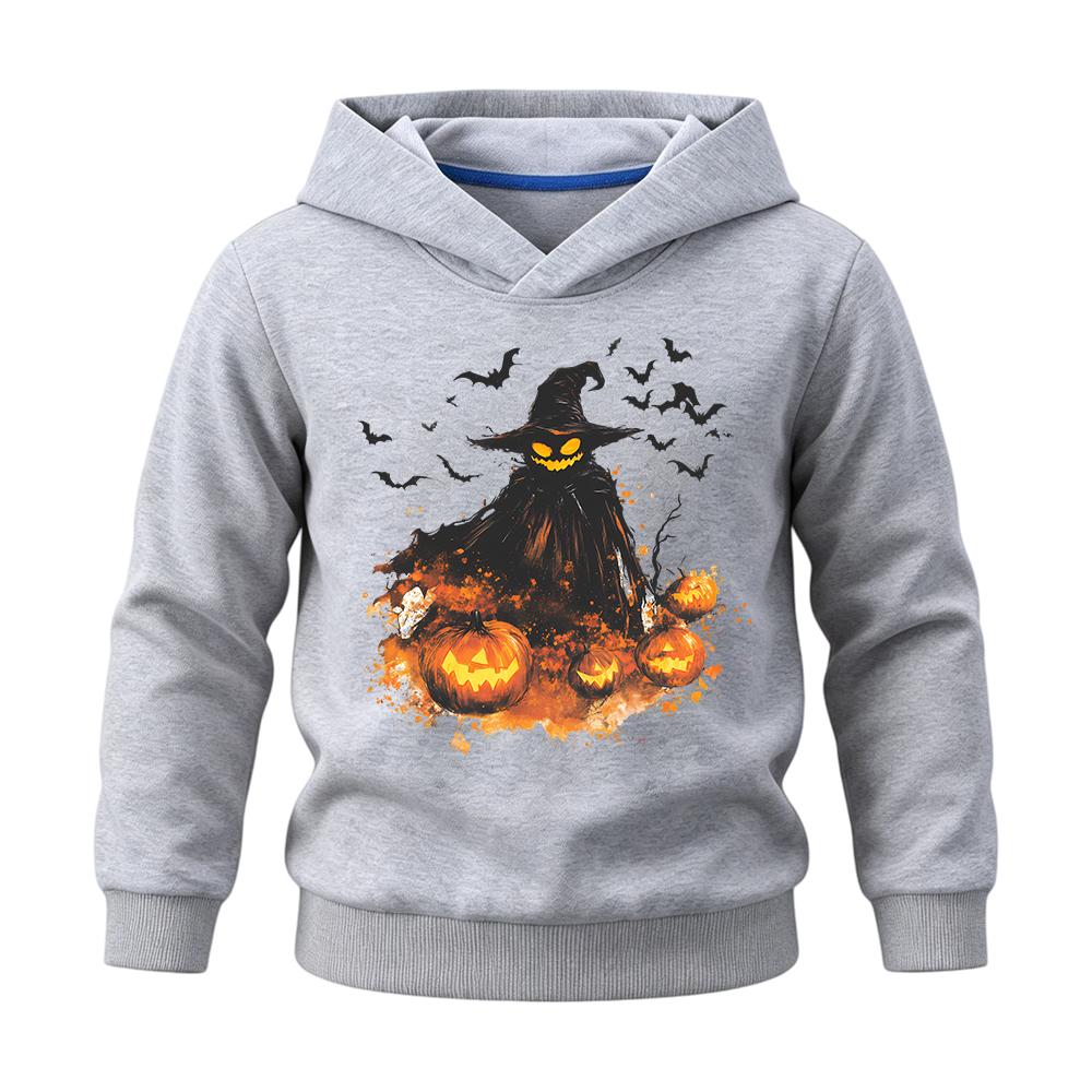 Dětská mikina s kapucí a strašidelným potiskem dýně, strašáka a čarodějnice, měkká látka, volný střih, skvělá na halloweenské večírky a každodenní sváteční oblečení.