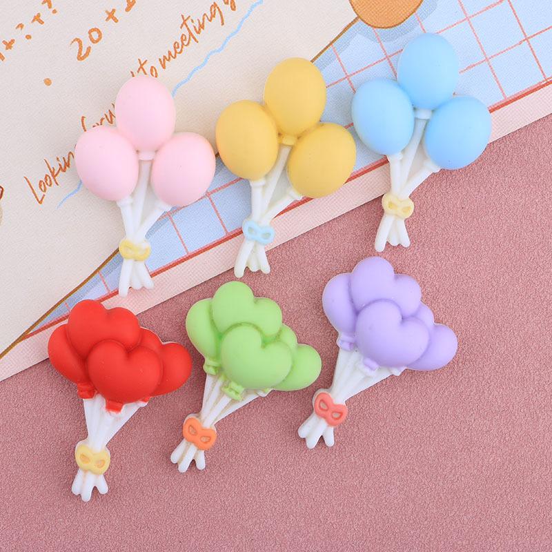 6 Pcs New Kawaii Cartoon Colored Balloons Series Resin Scrapbook Diy Decorative Hair Clip, Pendant Jewelry Parts A96
