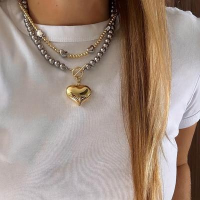 1 Pezzo Collana con Ciondolo a Forma di Cuore Stile Punk per Donne, Alla Moda Esagerato Ciondolo a Lucchetto, Versatili Accessori Gioielli da Indossare Quotidiano