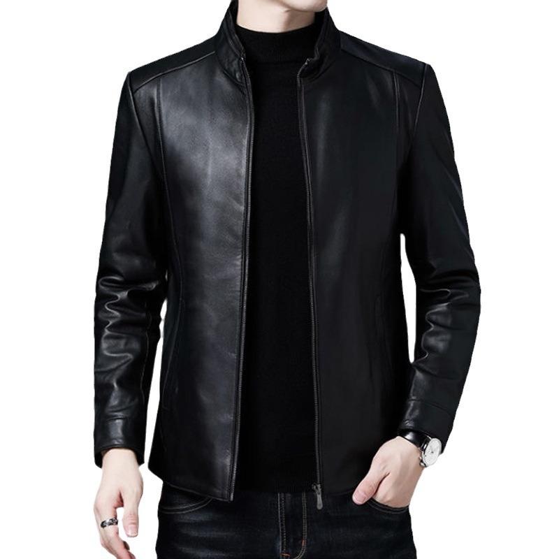 Leather Jacket Autumn New Stand-up Collar Sheepskin Jacket Men's Leather Top Coat