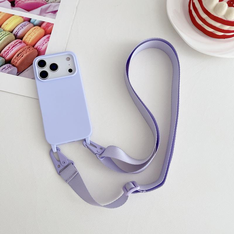 Crossbody Lanyard Phone Case For Samsung S25 Ultra S24 FE S23 S22 A16 A55 A35 iPhone 16 Pro Max 15 14 13 12 11 Shockproof TPU Solid Color Soft Cover