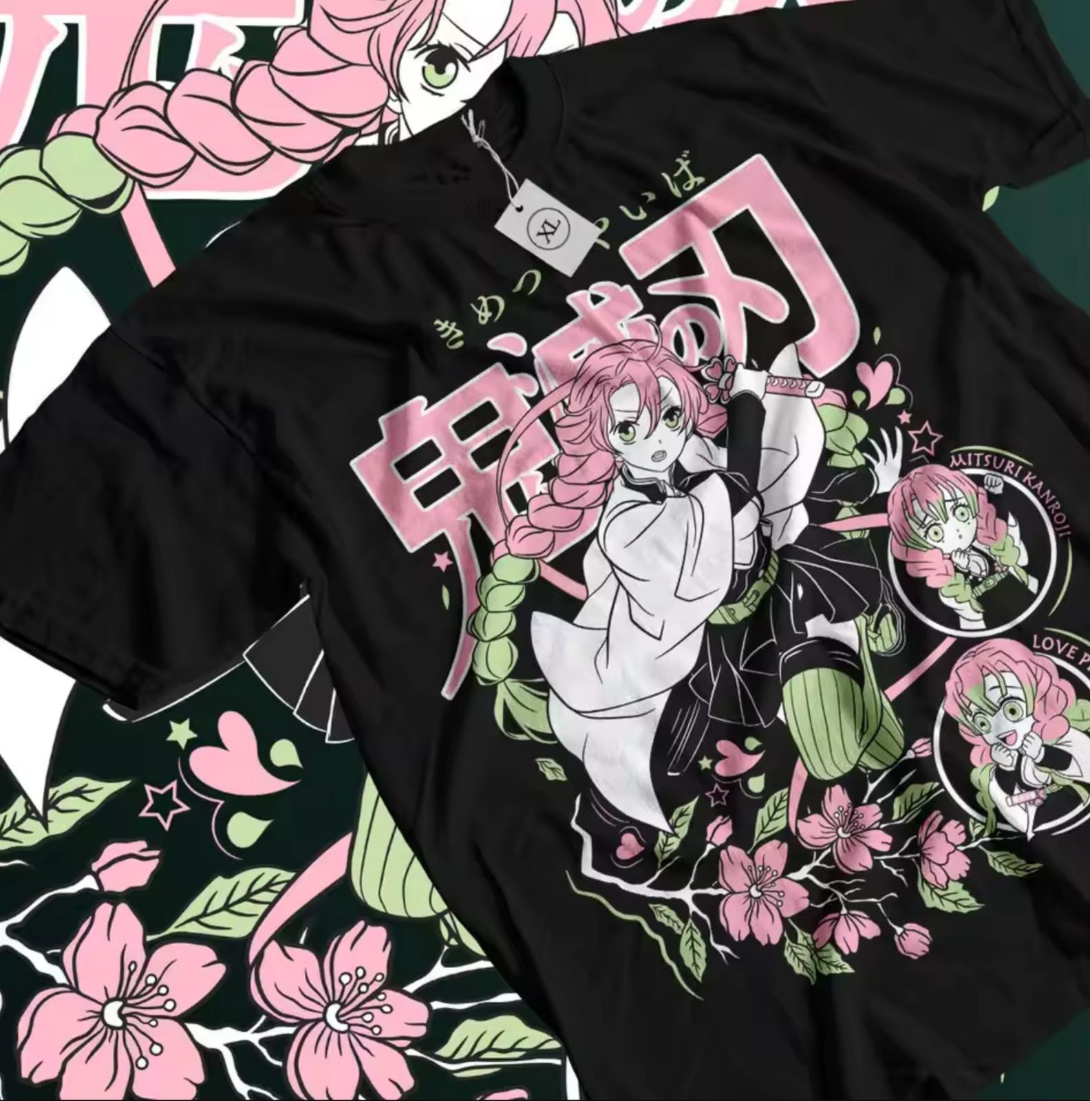 Mitsuri Kanrojii T-shirt Demon Slayer Mitsuri Kawaii Anime Nezuk Shirt XS 5XL S