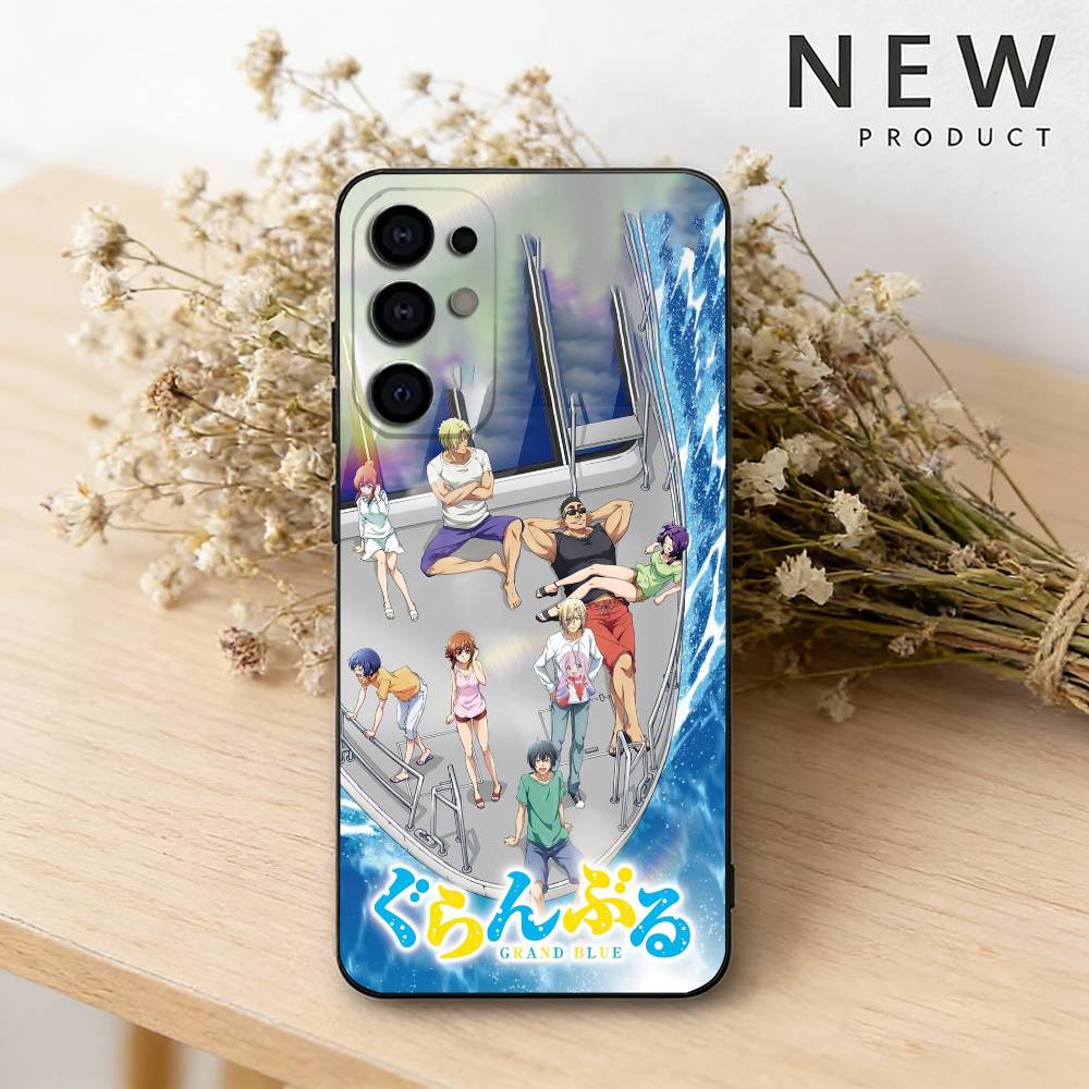 Anime Grand B-Blue Dreaming Handyhülle Für Samsung S26,25,24,23,22,30,21,10,9,Ultra,Plus,Lite Schwarze Weiche Hülle