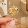Durable Sunflower Jewelry Rhinestone Brooch Pin for Women, Golden Flower Lapel Suit Alloy Dress Scarf Hat Bag Decoration, Clothing Accessory