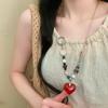 Ceramic love beaded pendant necklace retro ethnic style niche collarbone chain light luxury high-end temperament jewelry women