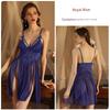 2025 New Arrival Sexy Ultra Slim Mesh Dating Nightdress/Backless Slit Deep V Suspender Dress/Sexy Seduction Pajamas