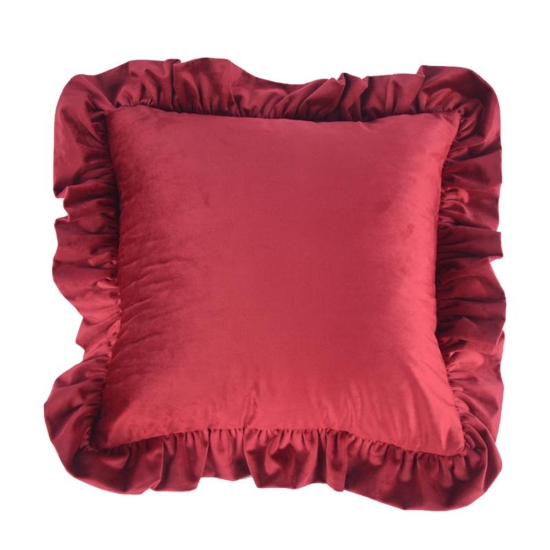 17.7In/19.7in Pillowcase Square Ruffled Pillow Sham Velvet Wrinkle Resistant Zippered Sofa Bedroom Decoration