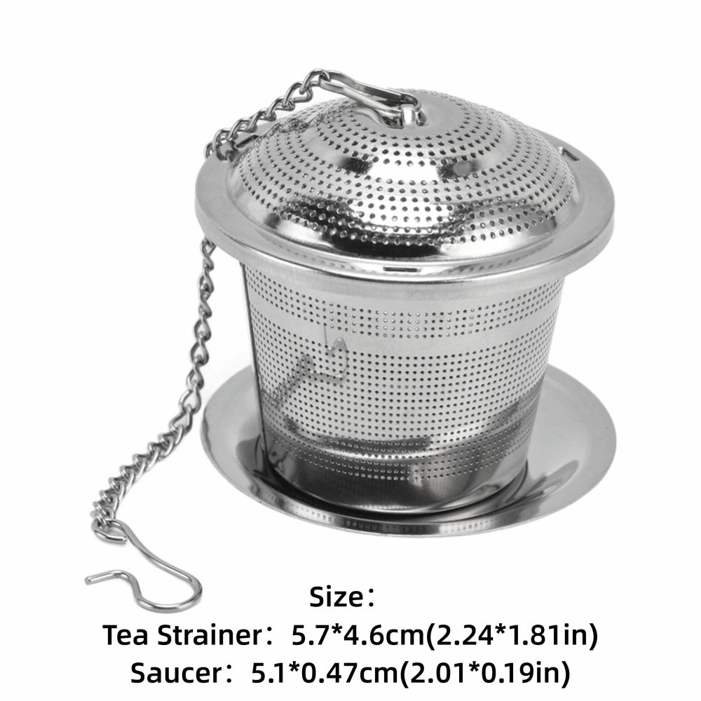 Stainless Steel Loose Tea Steeper Barrel Shaped Tea Infuser With Saucer Tea Ball Tea Brewing