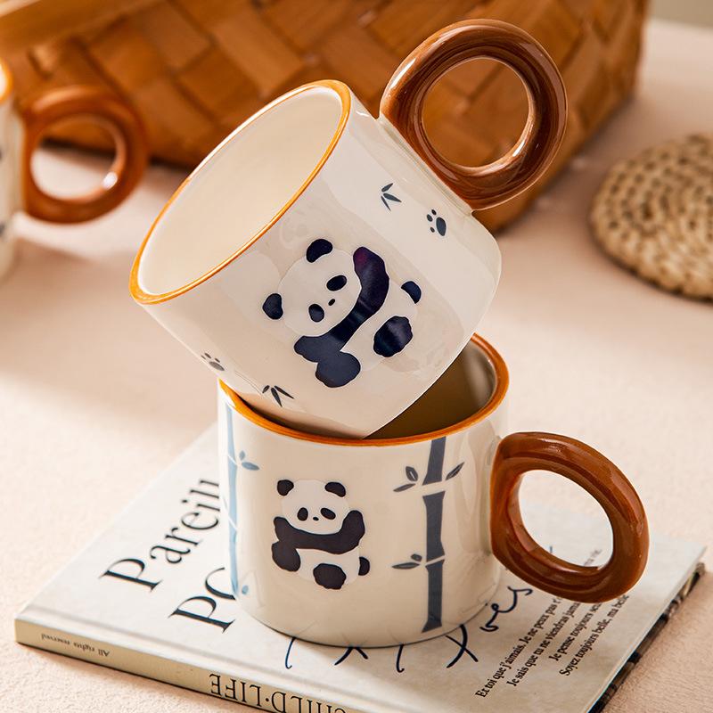 Creative Gift Panda Mug Cute National Treasure High Pretty Ceramic Coffee Cup Office Handmade Cup Household Cup