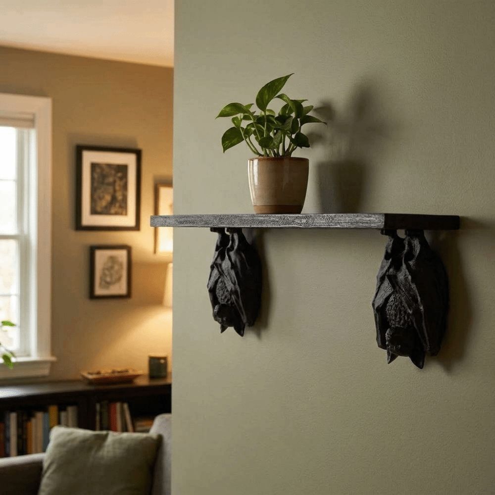 Plastic Hanging Bat Wall Bracket 3D Printed Bat Floating Display Rack Wall Mount Shelf Living Room
