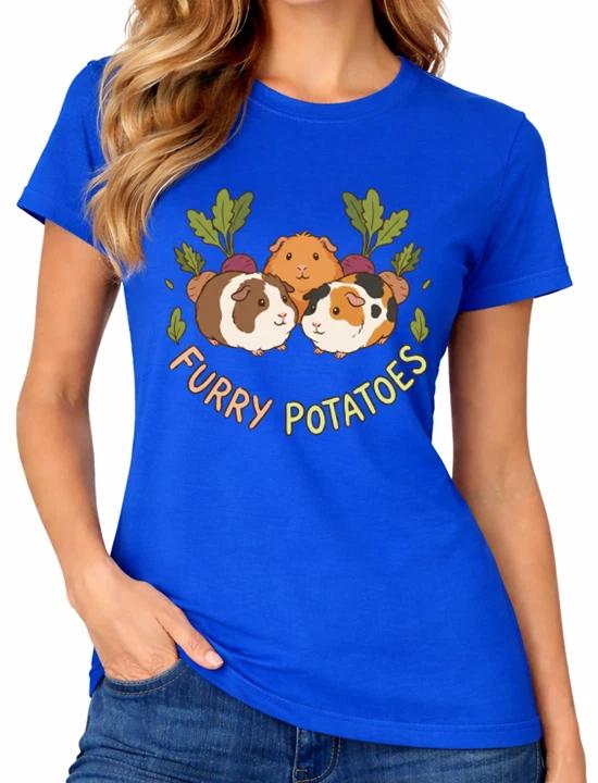 Furry Potatoes Guinea Pig T-Shirt Cute Guinea Pigs Lover Womens Tee XL