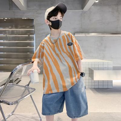 Children's Fashion Casual Set 2025 Summer Boys Thin Handsome Short-sleeved T-shirt Set