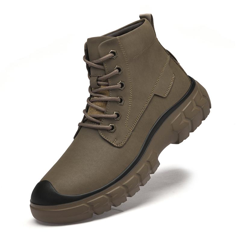 

Fashion Fashion Leather Mens Casual Boots Luxury Brand Outdoor Sports Travel Boots High-quality Winter Suede Warm High Top Leather Boots 45 хаки