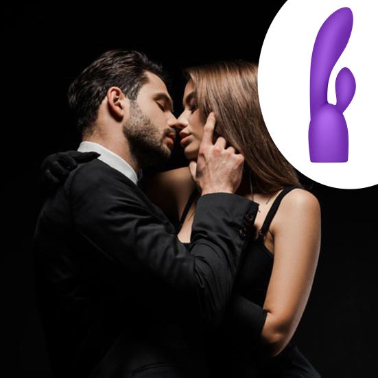 Sleeve Cover Vibrator Massager Rabbit Ear Design Silicone G Spot Vibration Hat for Couple