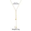 Korean Stainless Steel Y-Shaped Long Tassel Pendant Necklace for Women Simple Metal Ball Adjustable Sweater Chain Jewelry Gift
