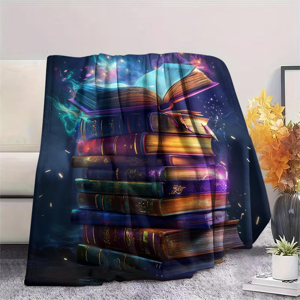 Magic Books  Print Flannel Blanket, High Quality Comfortable for All Seasons, Home Decor, Warmth and Comfort