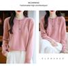 Women's 2025 Autumn/Winter 100% Wool Embroidered Sweater with Round Neck and Colorful Buttons
