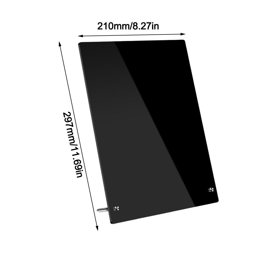Portable Acrylic Desktop Message Board Vertical with Metal Bracket Drawing Board DIY Desktop Stand Office Home Desktop Ornament