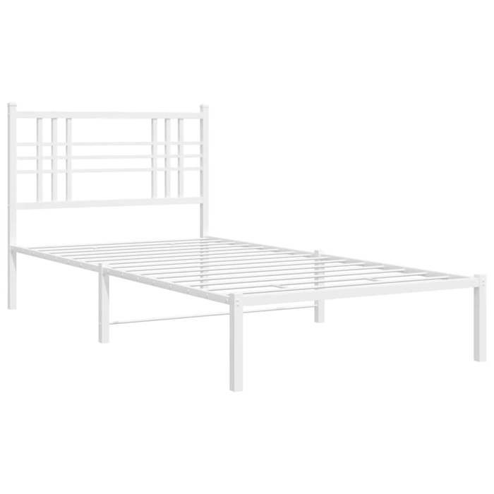 VidaXL Metal Bed Frames with Headboard, Single Bed with Slats and Legs, Indoor Bedroom Adult Bed, 376366
