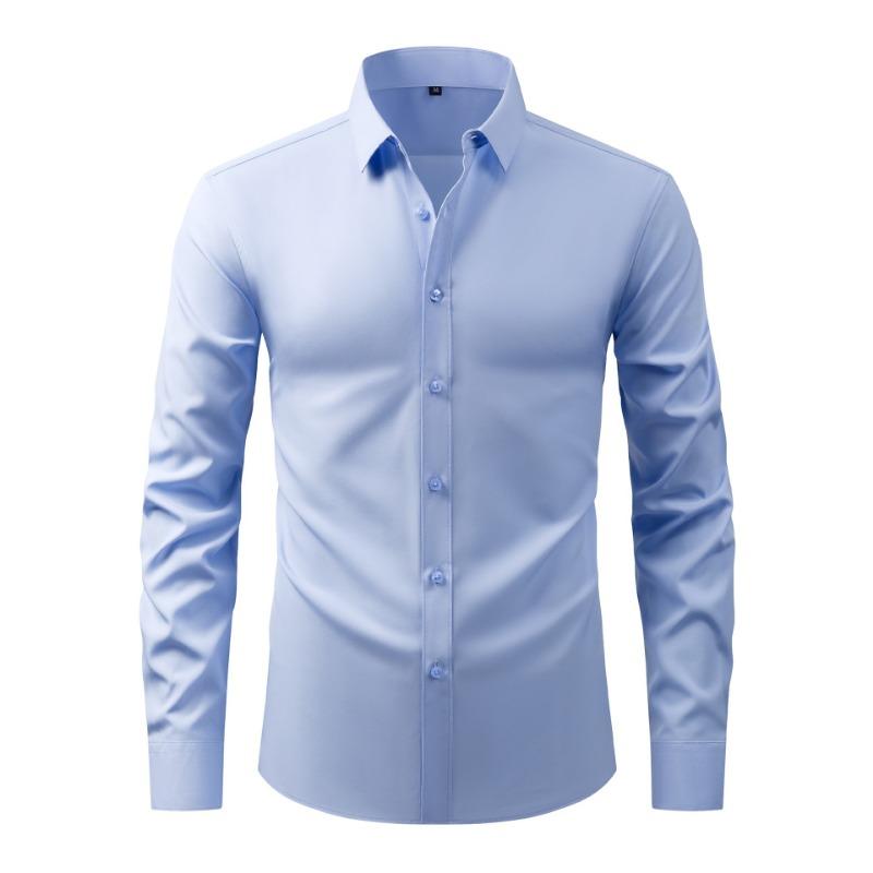 Lightweight Stretch Men's Shirt Long Sleeve Solid Color Fashionable Casual Business Cardigan