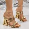 Fashion Plus Size Sandals Women's Summer New Square Toe Open Toe Cutout One Strap Anti-slip Wear-resistant Special Heel Heels