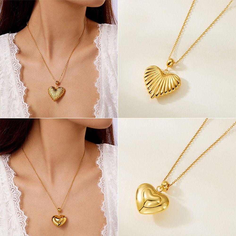 Fashion Shell Heart-Shaped Necklace Hypoallergenic Versatile Stainless Steel Necklace Gift for Her Couples Necklace for Women