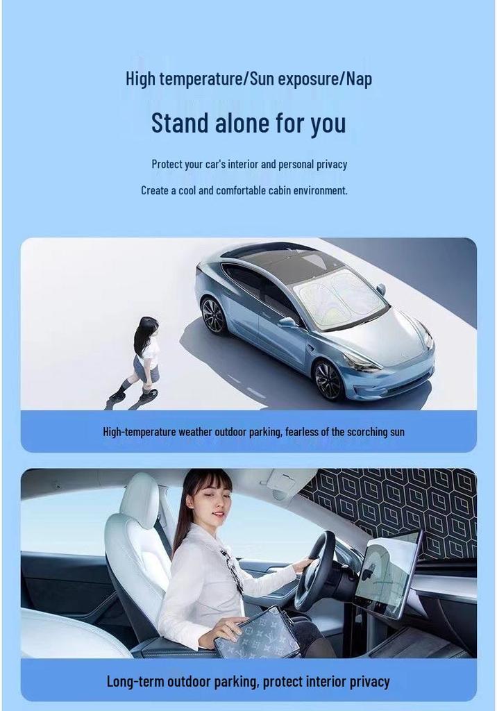 Upgraded Laser Plaid Car Windshield Sunshade Umbrella - Heat Insulation & Sun Protection