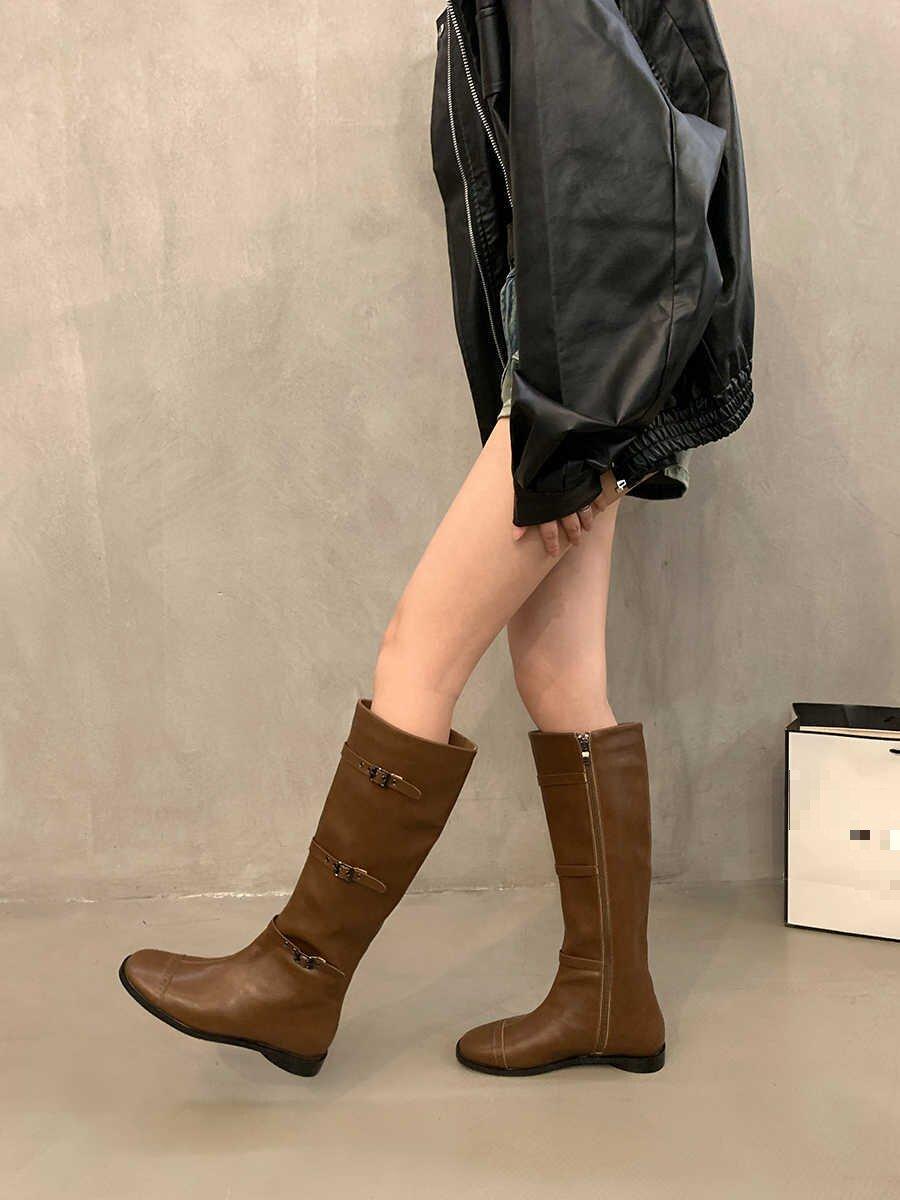 

Модные зимние новые нескользящие ботинки для женщин износостойкие модные 2024 высококачественные женские сапоги с острым носком длиной до колена Botines Mujer 37 коричневый