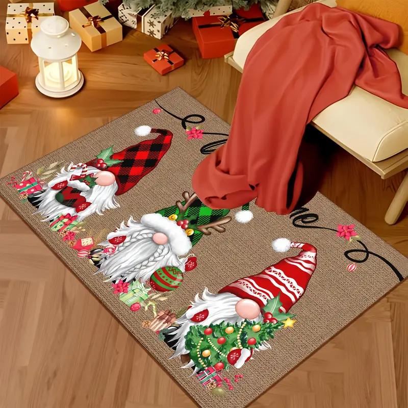 Christmas Gnome Welcome Doormat, Durable Non-Slip, Indoor/Outdoor Mat, Entrance Hallway Rug For Winter Home Decor