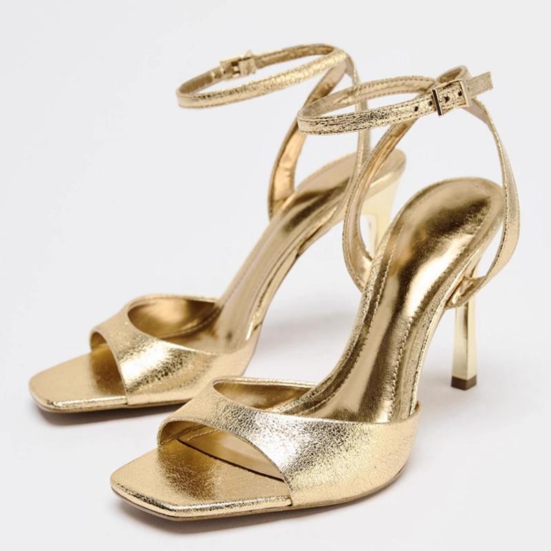 Fashion Fashion Coffee Ankle Buckle Heel Sandals Women Summer Sexy Square Toe Ankle Strap Buckle Heels Fashion Open Toe Party Dress Shoe