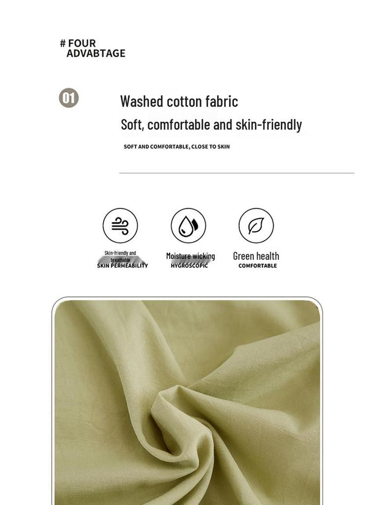 Washed Cotton Soft Bed Sheet - Skin-Friendly, Minimalist Design, Extra Large for Double Bed, All-Seasons, Perfect for Dorms