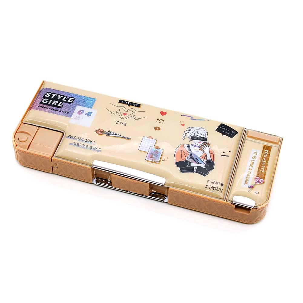 

Мягкий пенал Kracks для начальной школы, стильный, идеально подходит для подарков к первому и второму новому учебному году и к школе, для девочек, двухсторонний бежевый