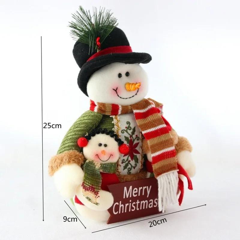 Exquisite Velvet Christmas Ornament Dolls Soft Velvet Santa Claus & Snowman Figurines Cute Festive Desktop Hanging Decor