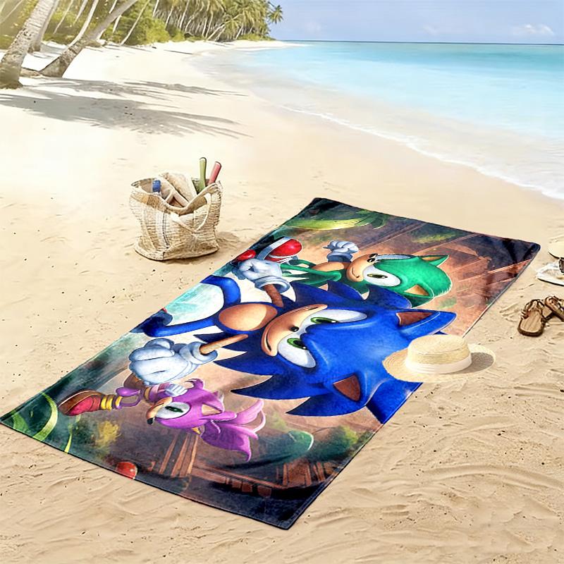 Sonic the Hedgehog4 Print Beach Towel, Large Soft Quick Dry Towel for Beach Camping Swimming