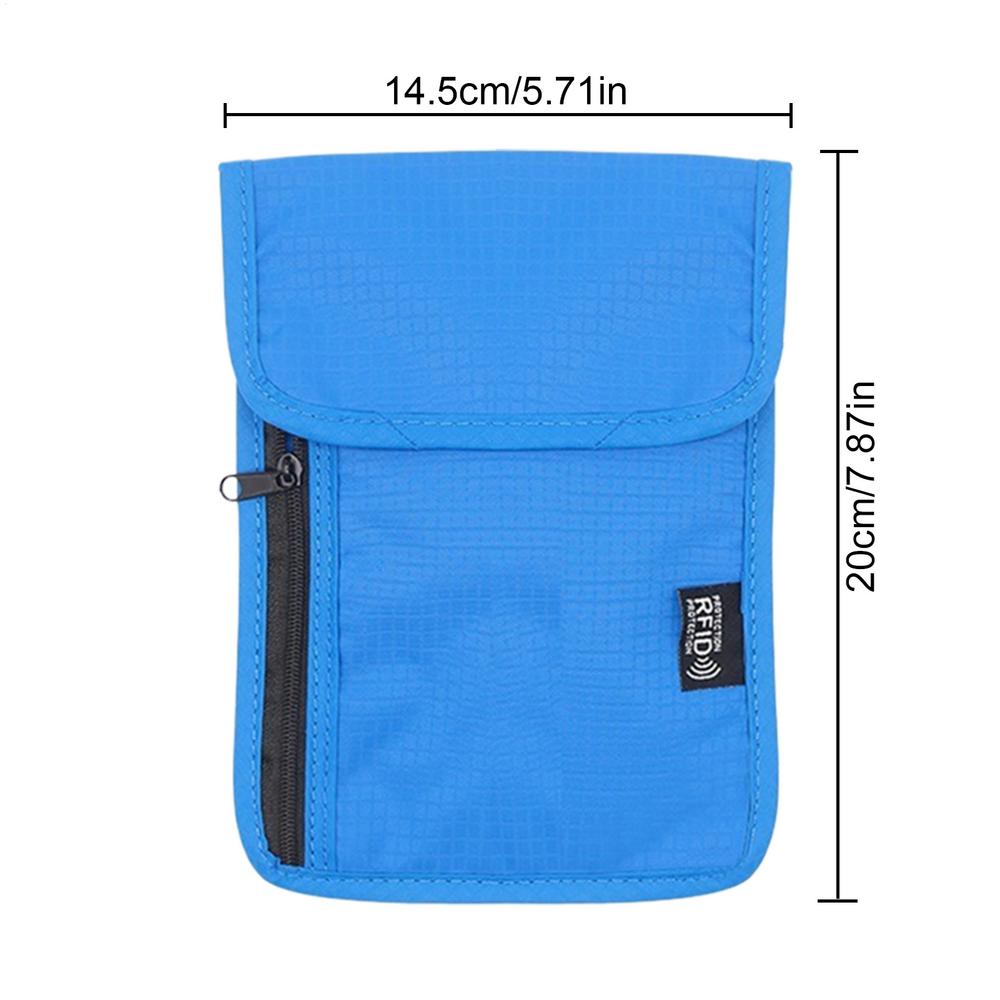 

Passport Wallet RFID Blocking Neck Pouch Card Holder Pickpocket Proof Bag With Adjustable Neck Strap For Passport Document Phone синій
