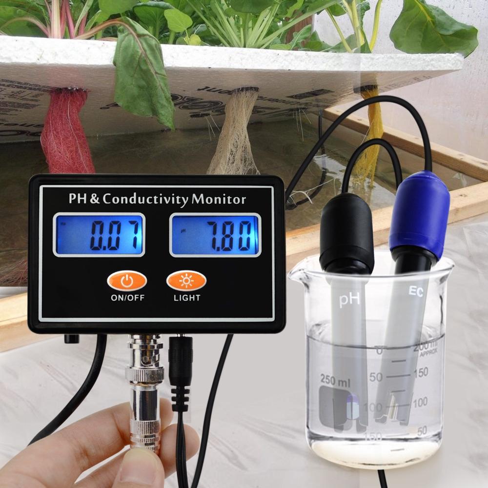 Digital PH&EC Conductivity Monitor Meter Tester ATC Water Quality Real-time Continuous Monitoring Detector
