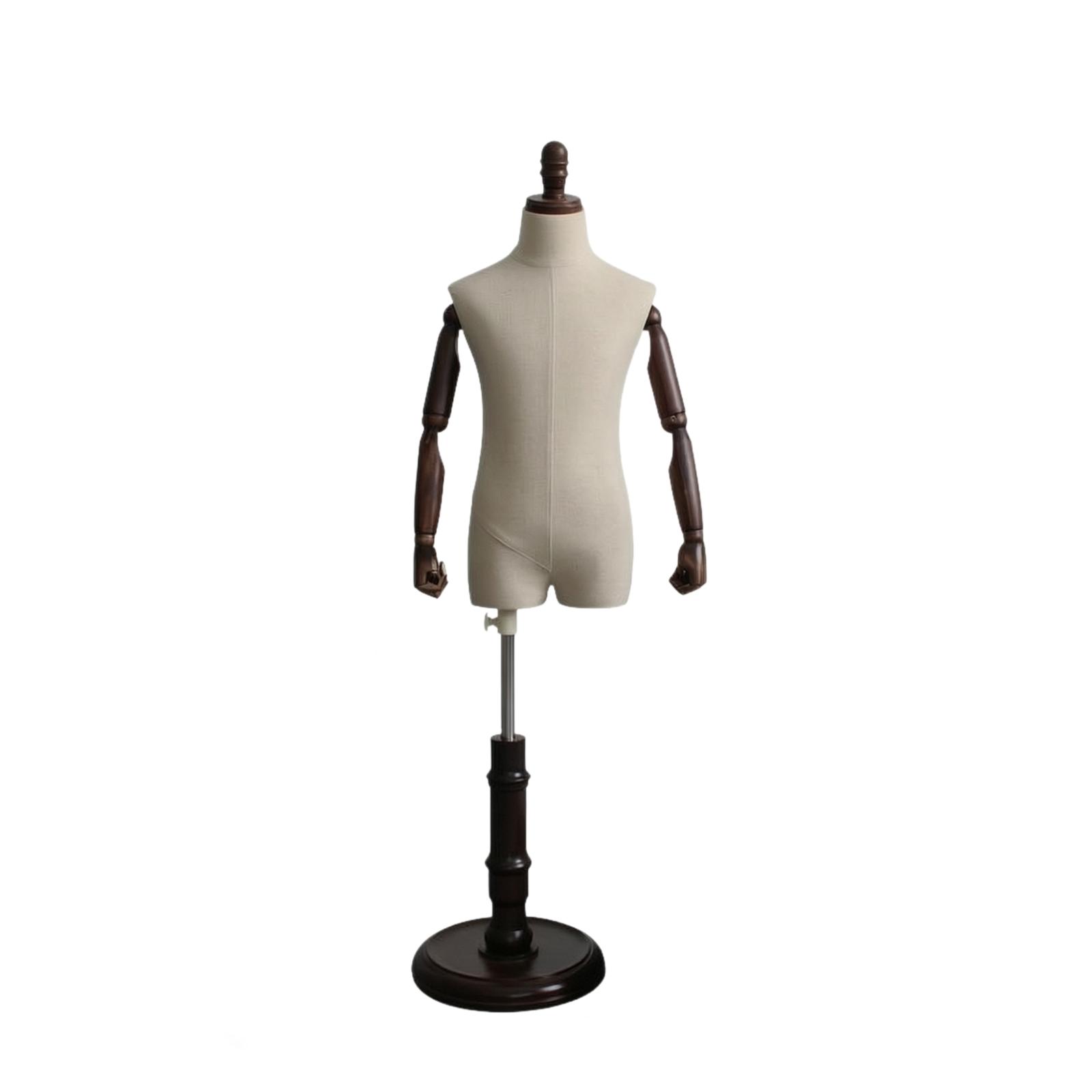 Mannequin with Wooden Arms Rounded Neck