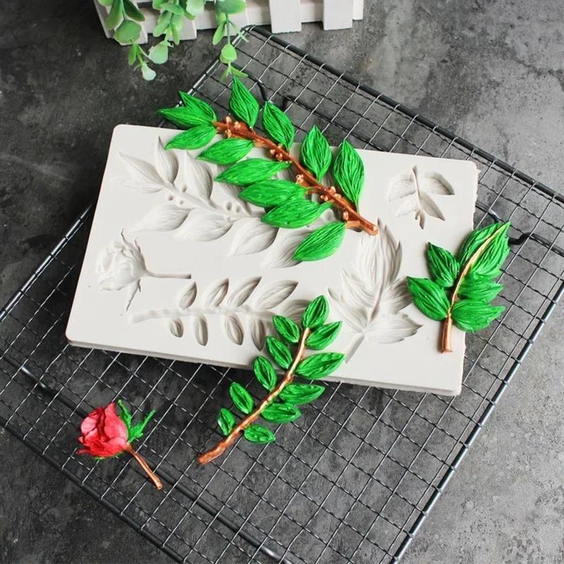 Handmade Soap Mold 3D Long Leaves Shape Silicone Mold Fondant Chocolate Biscuits DIY Kitchen Baking Cake Decoration Tool