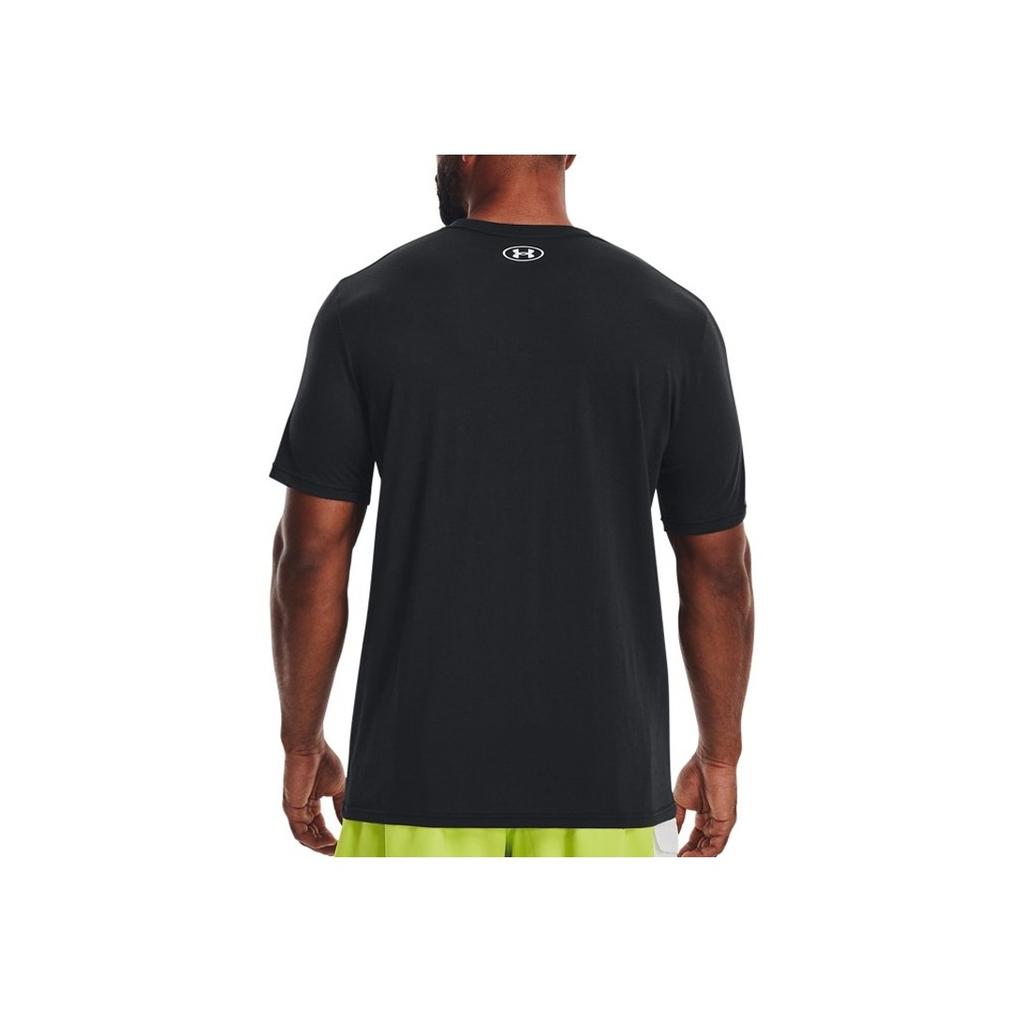 Under Armour Logo Print Crew Neck Sports Short Sleeve T-Shirt Men Tops Black 1376845-001