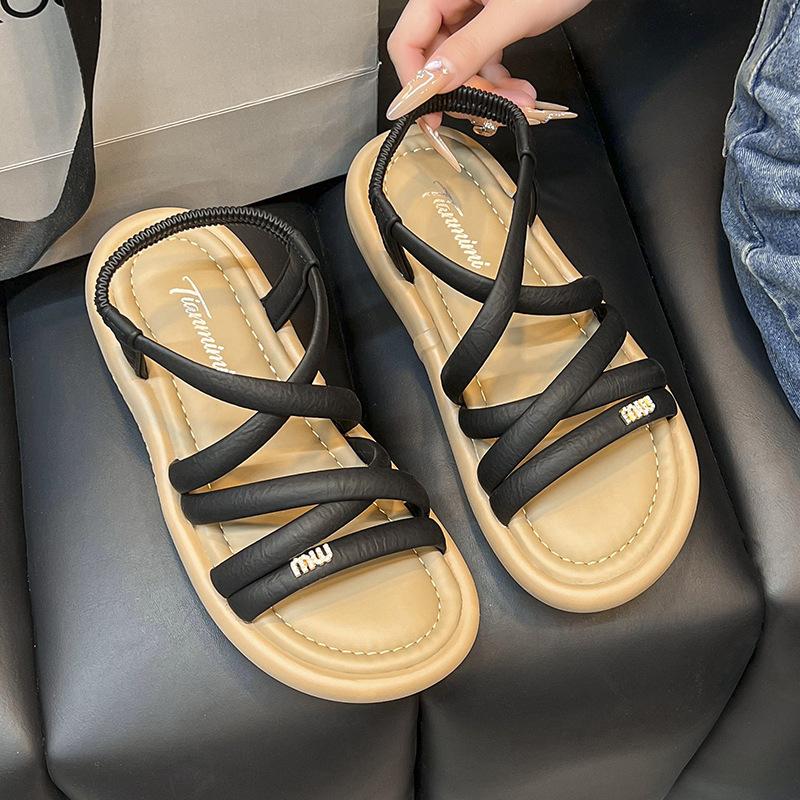 Römische Plateausandalen Damen Sommerbekleidung 2025 neu Feenstil weiche Sohle vielseitig lässig Rock Strandsandalen