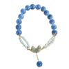 Blaues Achat-Herzarmband mit Perlen & Vergoldetem Silbermond, Frischer Xiaohongshu-Stil Geschenk.