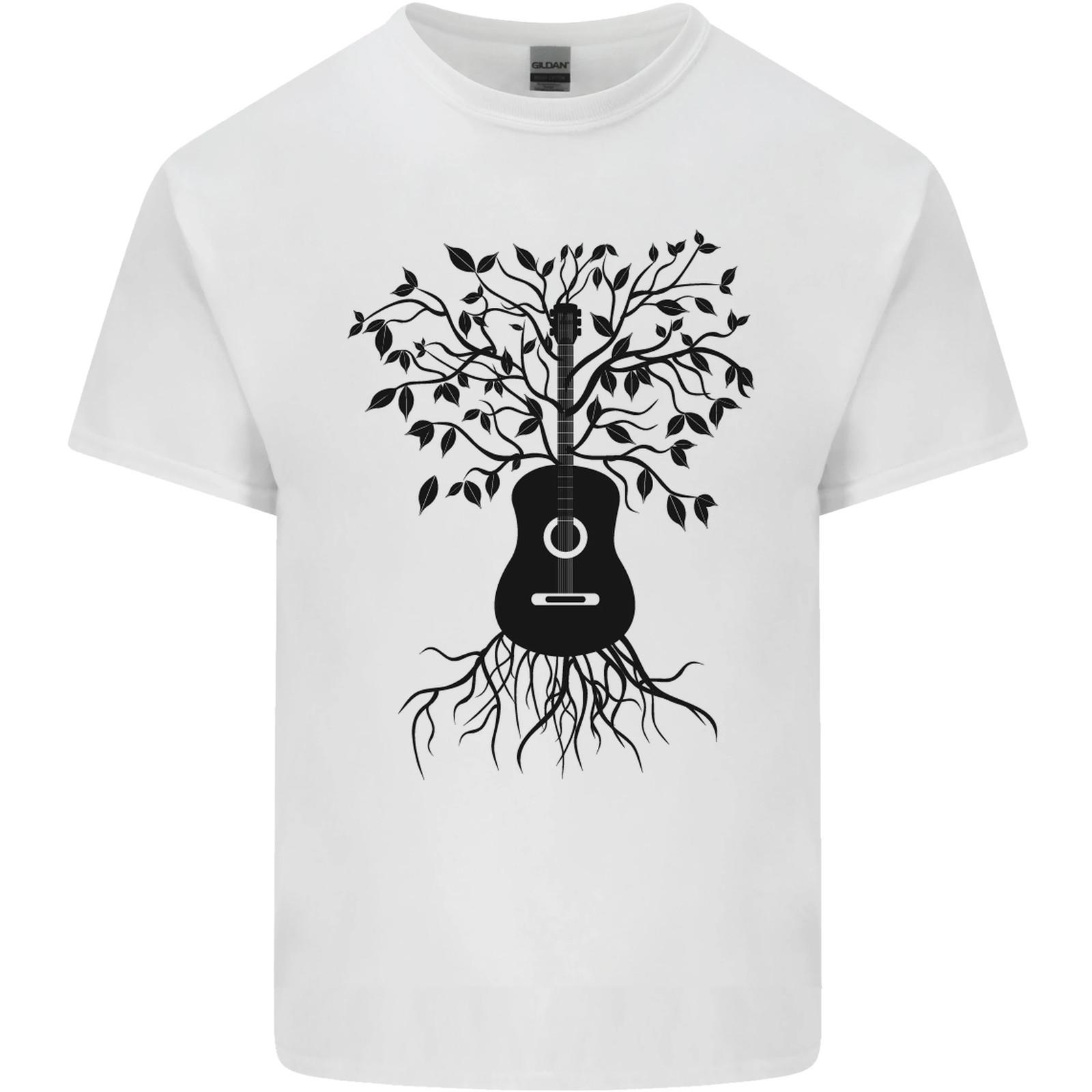 Acoustic Guitar Tree Roots Guitarist Music Mens Cotton T-Shirt Tee Top 4XL