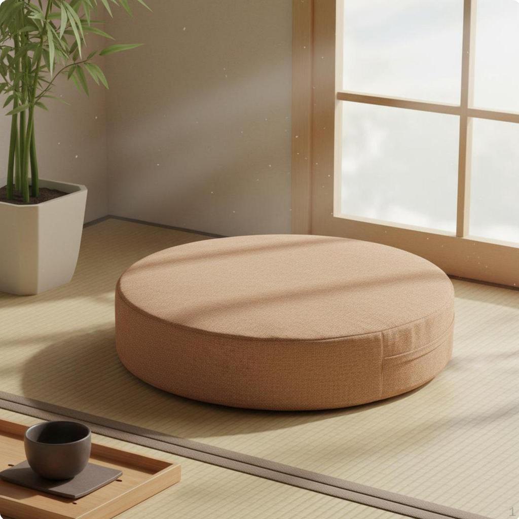 Japanese Tatami Cushion Removable Washable Cover Round Meditation Breathable Linen Textile