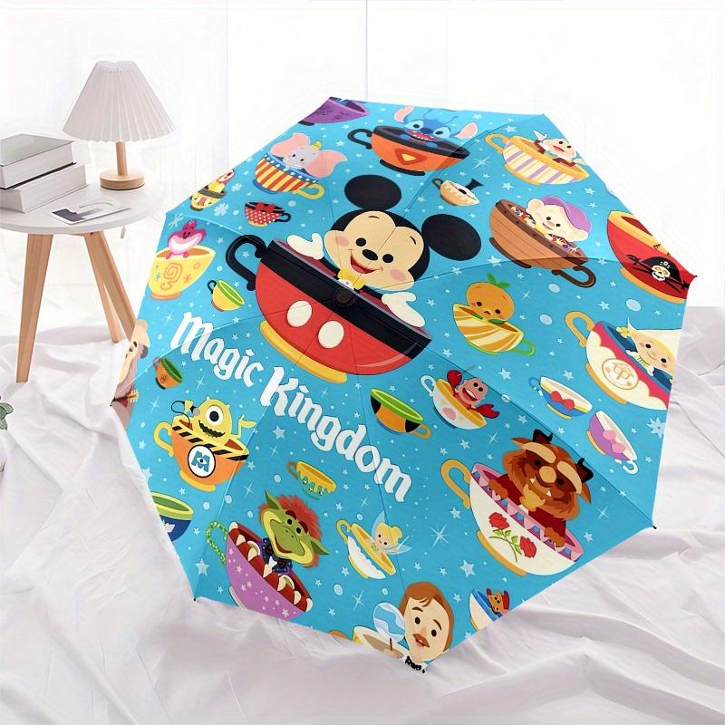 Disney Characters Automatic Folding Umbrella - Simple 8-Rib Design, Bright Cartoon Pattern, Durable Iron Frame, Suitable For Travel, Outdoor