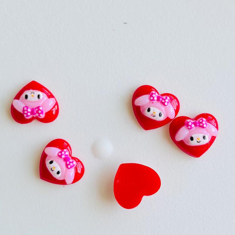 60 Pieces Of Mixed Resin Cartoon Sanrio Red Peach Heart Animal Head Rhinestone For Nail Art 3D Decoration Jewelry A42