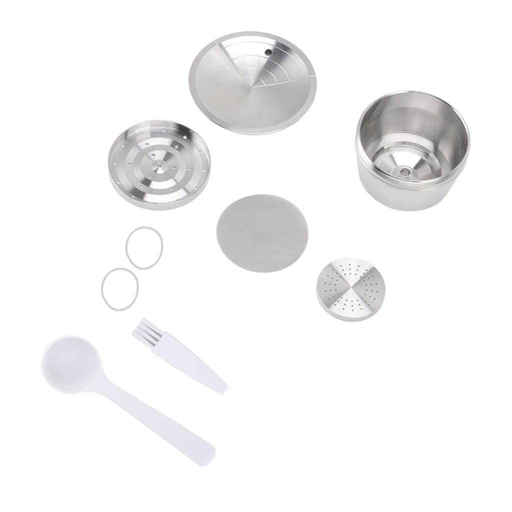 Stainless Steel Coffee Capsule Kit Reusable Filter Gasket Brush Spoon Powder Pressing Plate for EDG DG325